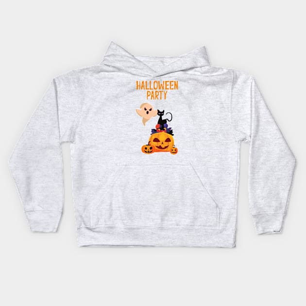 Halloween Party Kids Hoodie by Kiyiya Designs